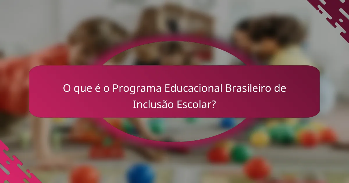 O que é o Programa Educacional Brasileiro de Inclusão Escolar?