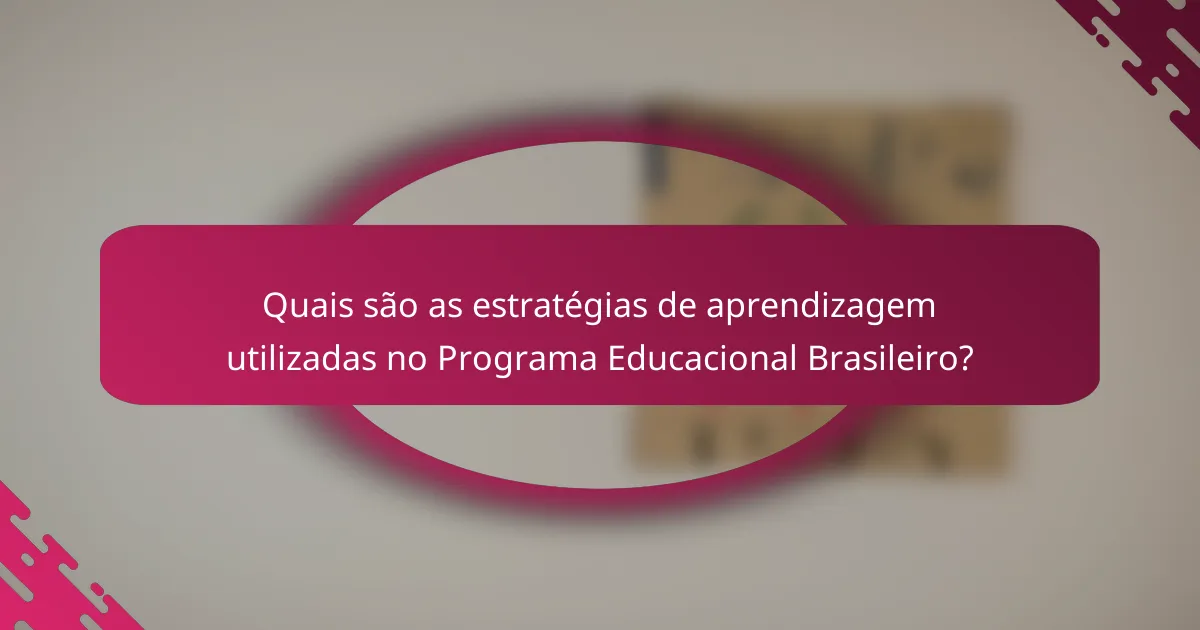 Quais são as estratégias de aprendizagem utilizadas no Programa Educacional Brasileiro?