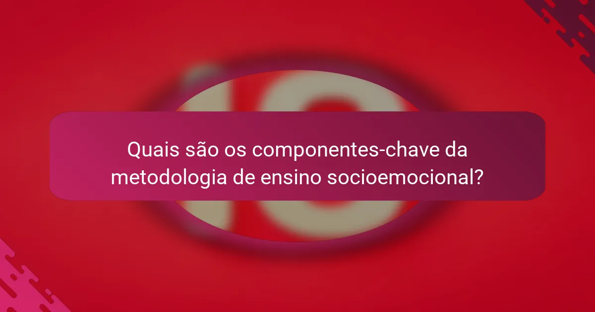 Quais são os componentes-chave da metodologia de ensino socioemocional?