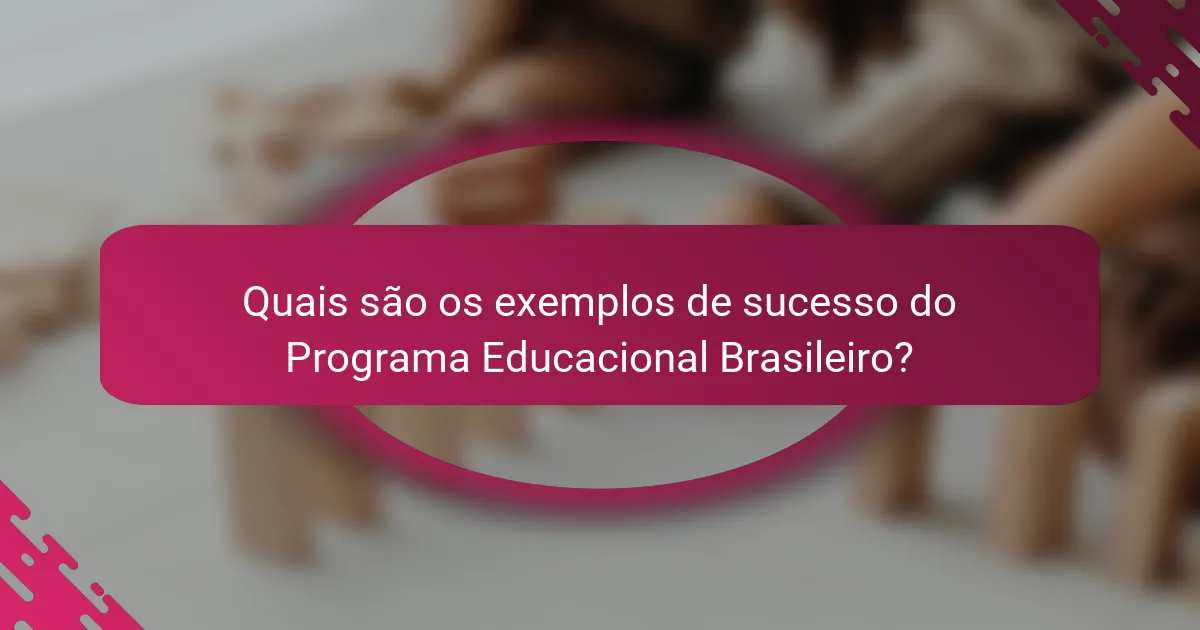 Quais são os exemplos de sucesso do Programa Educacional Brasileiro?