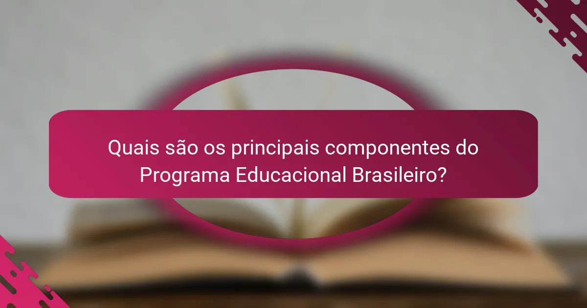 Quais são os principais componentes do Programa Educacional Brasileiro?